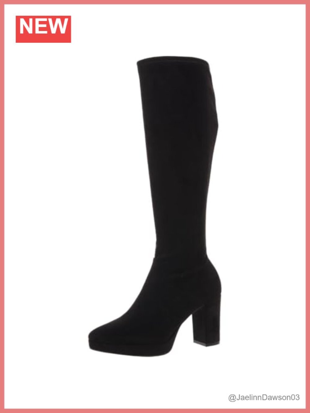 Knee High Boots Block Heel Zip Faux Suede